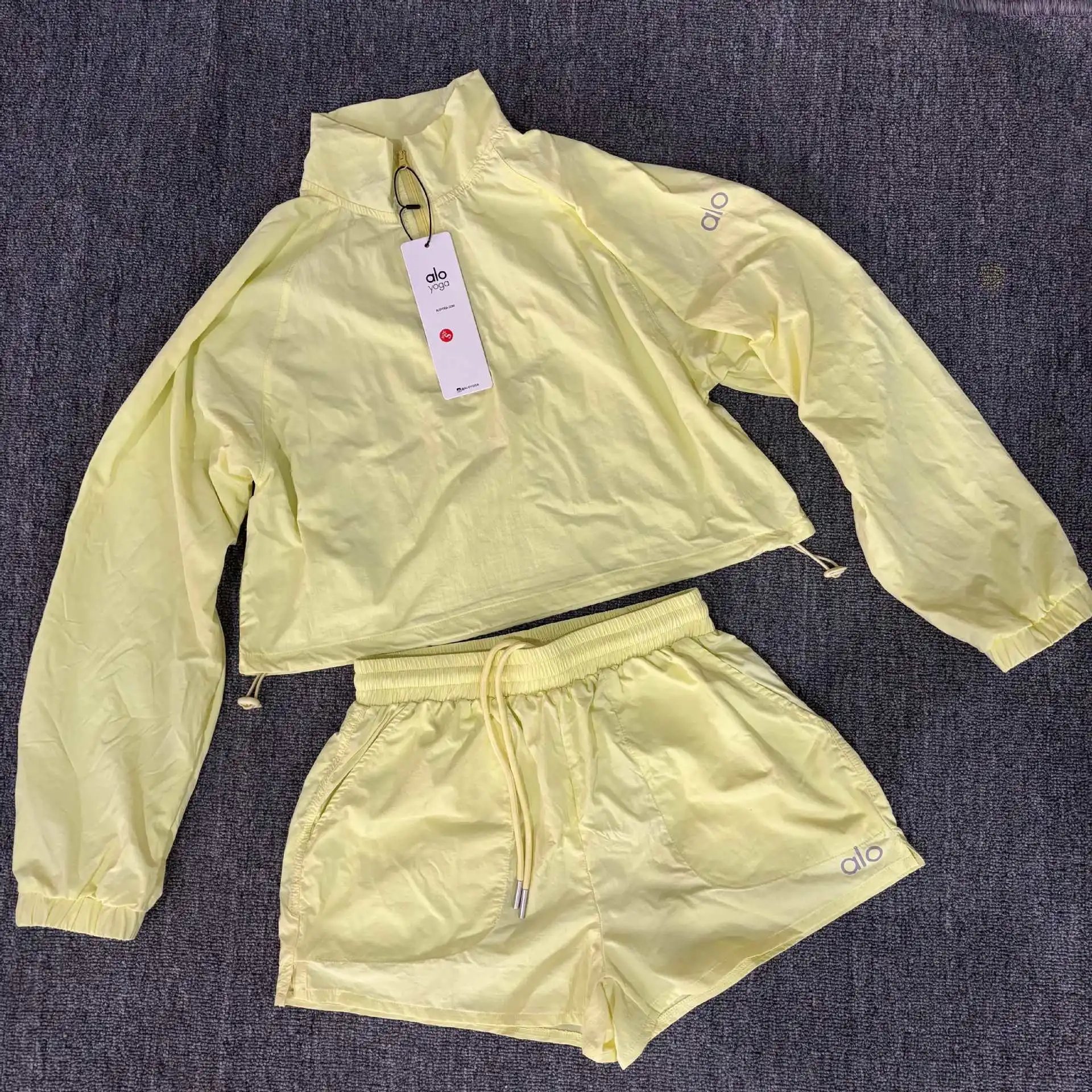 1/4 Zip Crop Athletic Top and Shorts Set photo 4