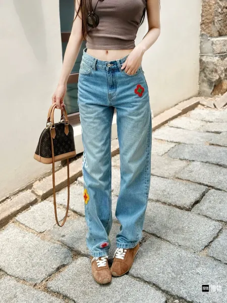 Maison Margiela Tabi Embroidered Wide-Leg Jeans Black - 8