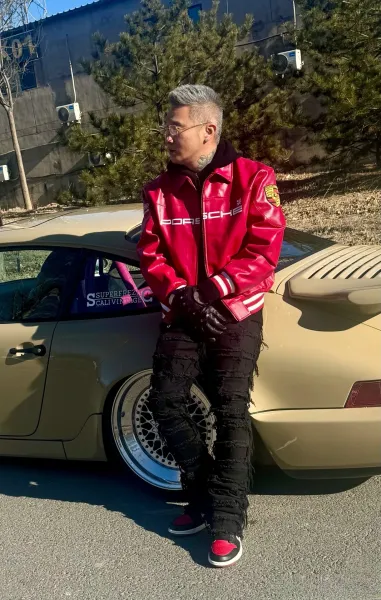Design Porsche Leather Racing Jacket Green with Yellow Embroidery Leather Jacket - 5
