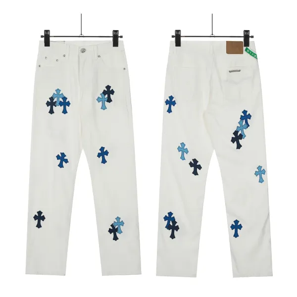 Chrome Hearts Cross Patch White Jeans - 1
