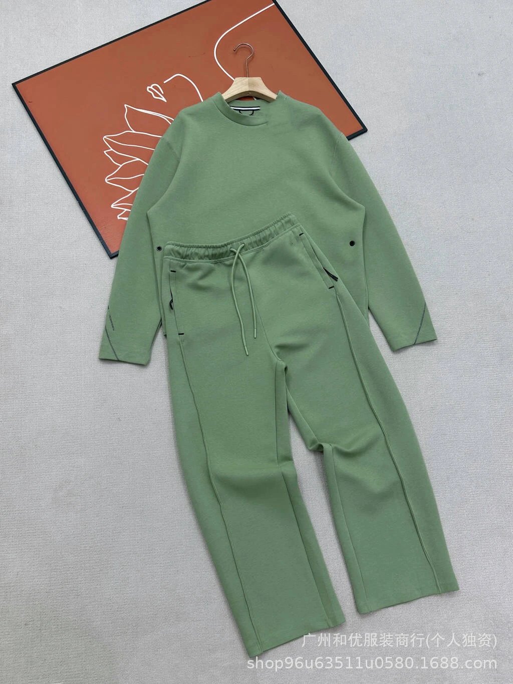 Knit Sports Casual Crewneck Sweatshirt and Sweatpants Set photo 4
