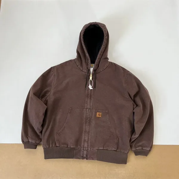 Carhartt WIP Active Jacket Charcoal Gray Hooded Workwear Jacket - 26