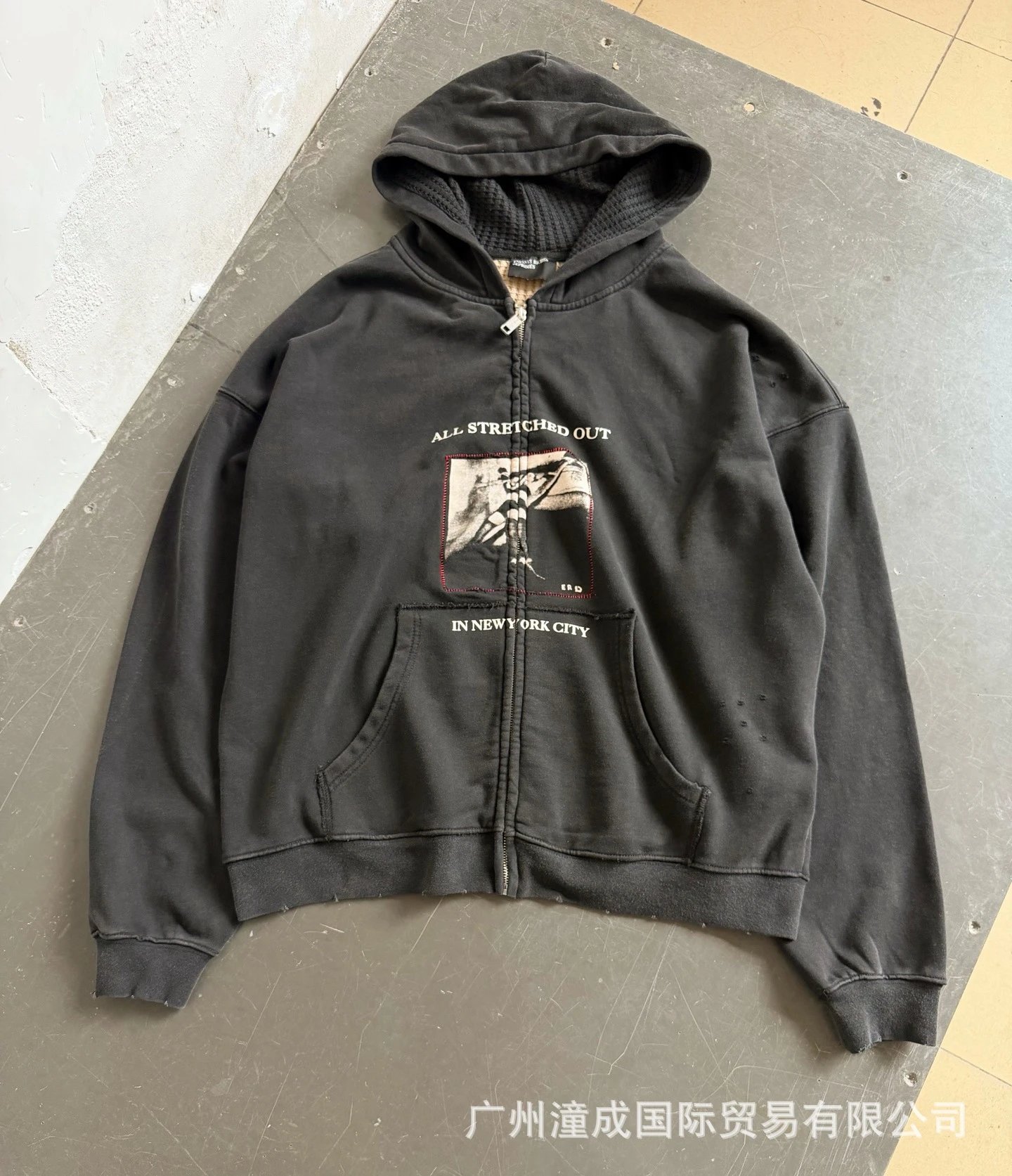 Vintage Distressed Long Sleeve Hoodie photo 4