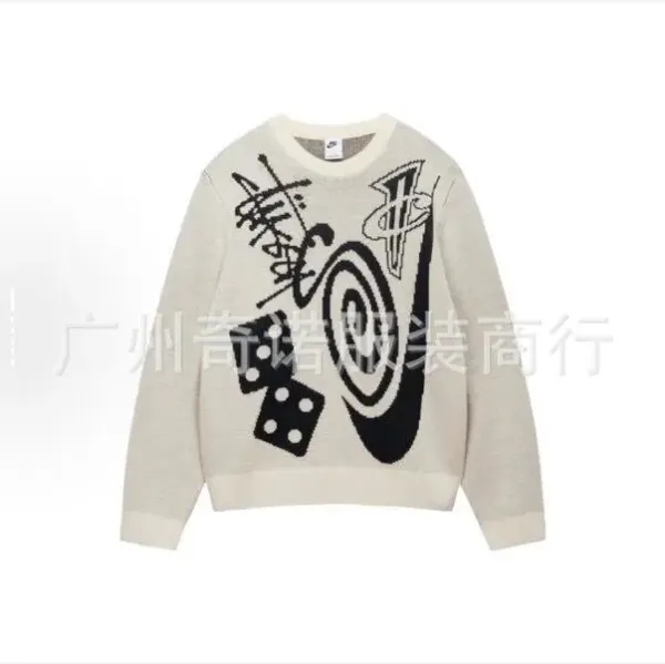 Nike x Stüssy Collaboration Graphic Knit Sweater Beige - 1