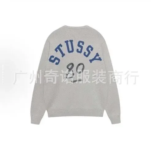 Stussy Arch Logo Crewneck Sweater Gray - 1