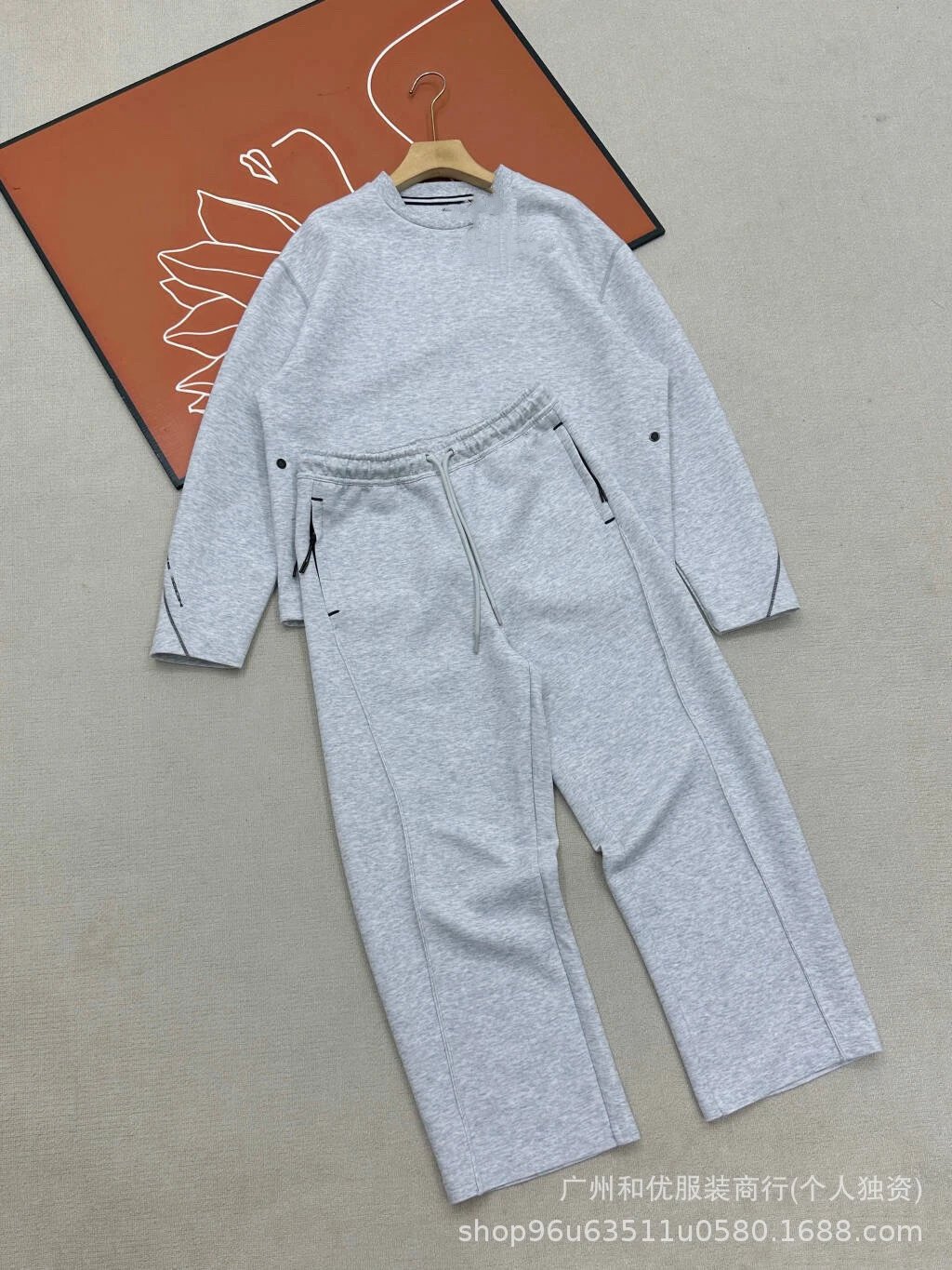 Knit Sports Casual Crewneck Sweatshirt and Sweatpants Set photo 3