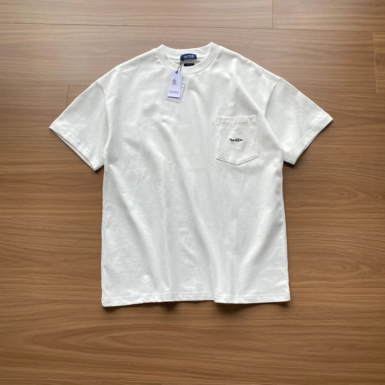 Cotton Pocket Embroidery Long Sleeve T-Shirt Couple Vintage photo 7