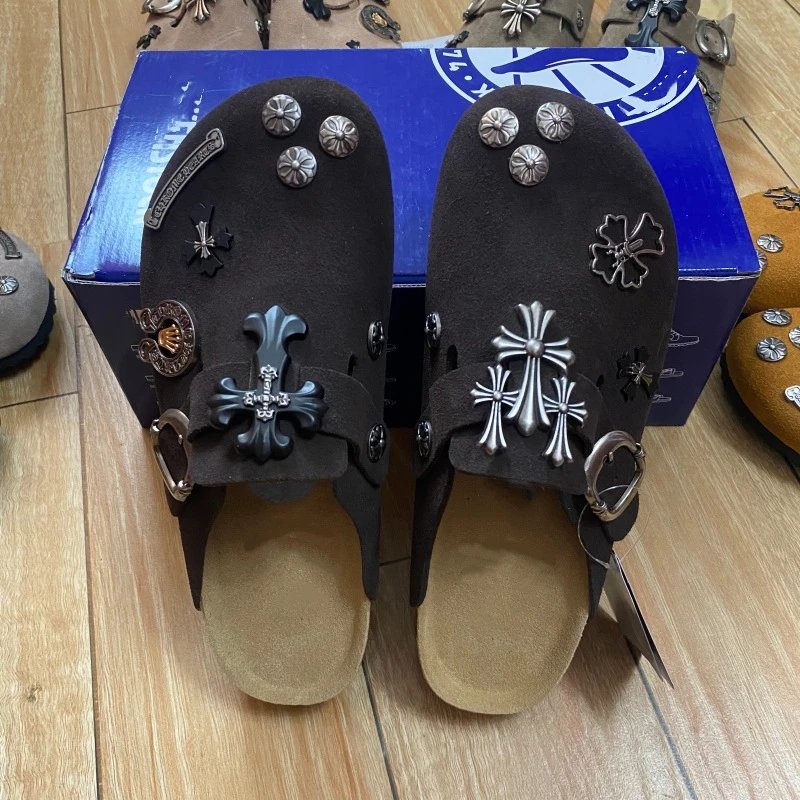 Cross Leather Slide Sandals photo 5