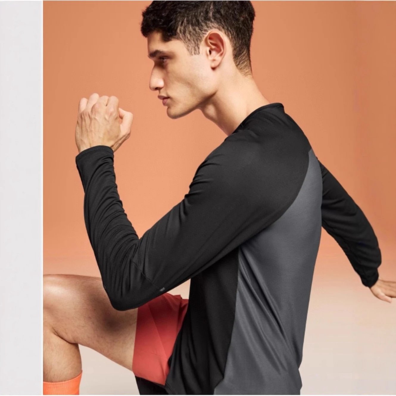 Second generation autumn quick drying T-shirt with soft and breathable raglan sleeves and round neck splicing