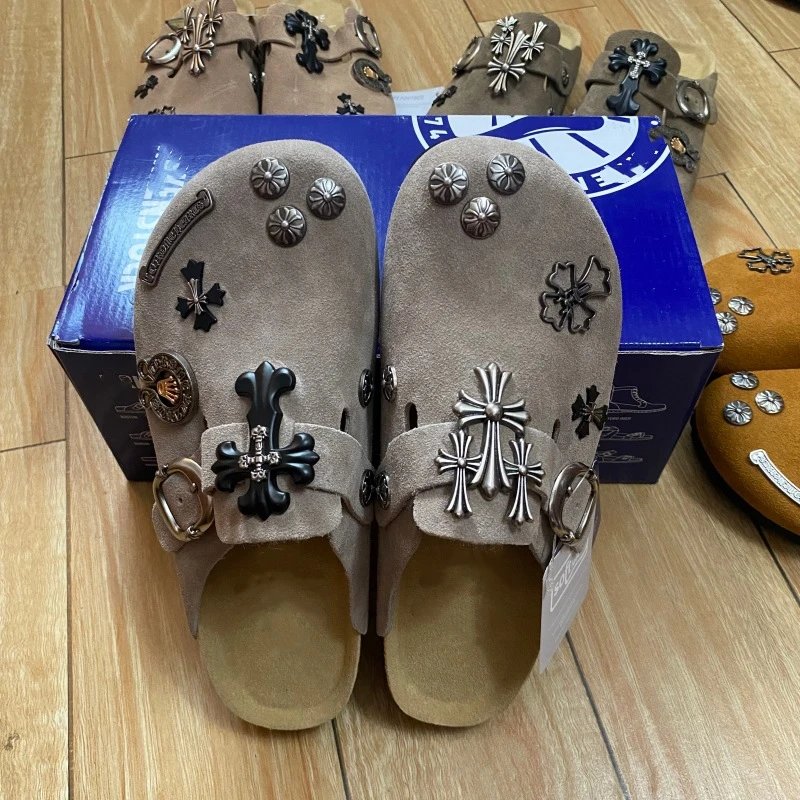 Cross Leather Slide Sandals photo 4