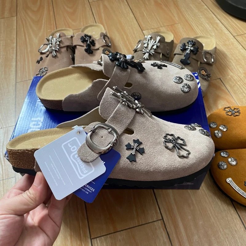 Cross Leather Slide Sandals photo 6