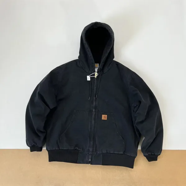 Carhartt WIP Active Jacket Charcoal Gray Hooded Workwear Jacket - 28