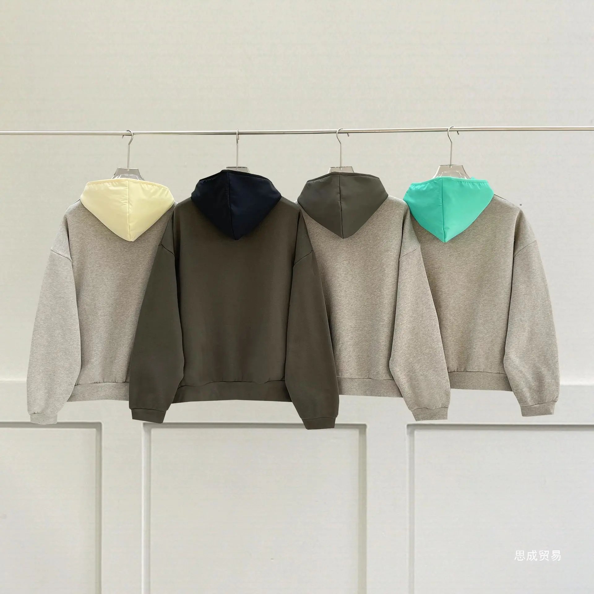 Contrast Colorblock Crew Neck Fleece Hoodie photo 8