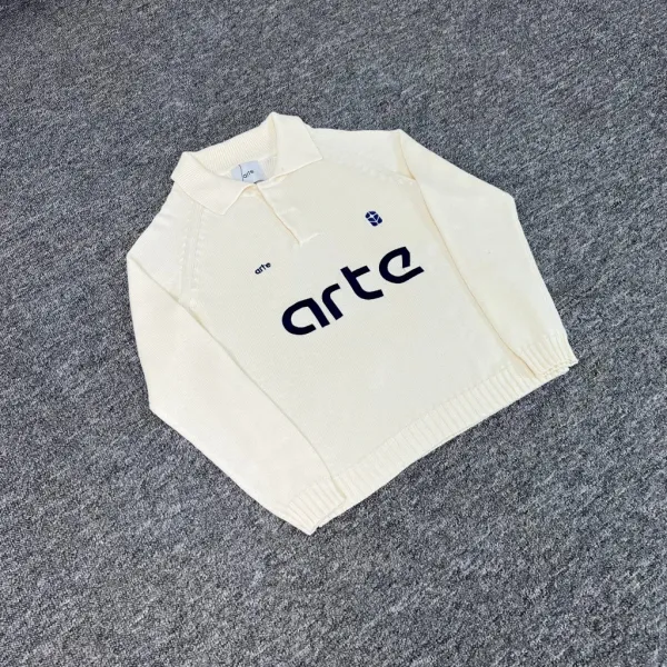 Arte Knit Polo Cream Sweater - 7