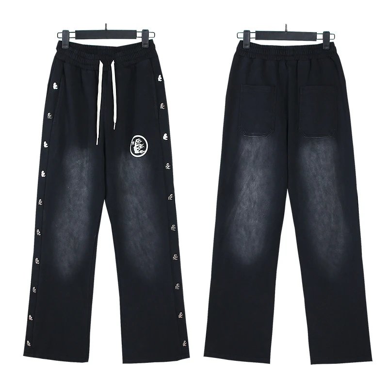 Washed Black Distressed Casual Pants photo 2