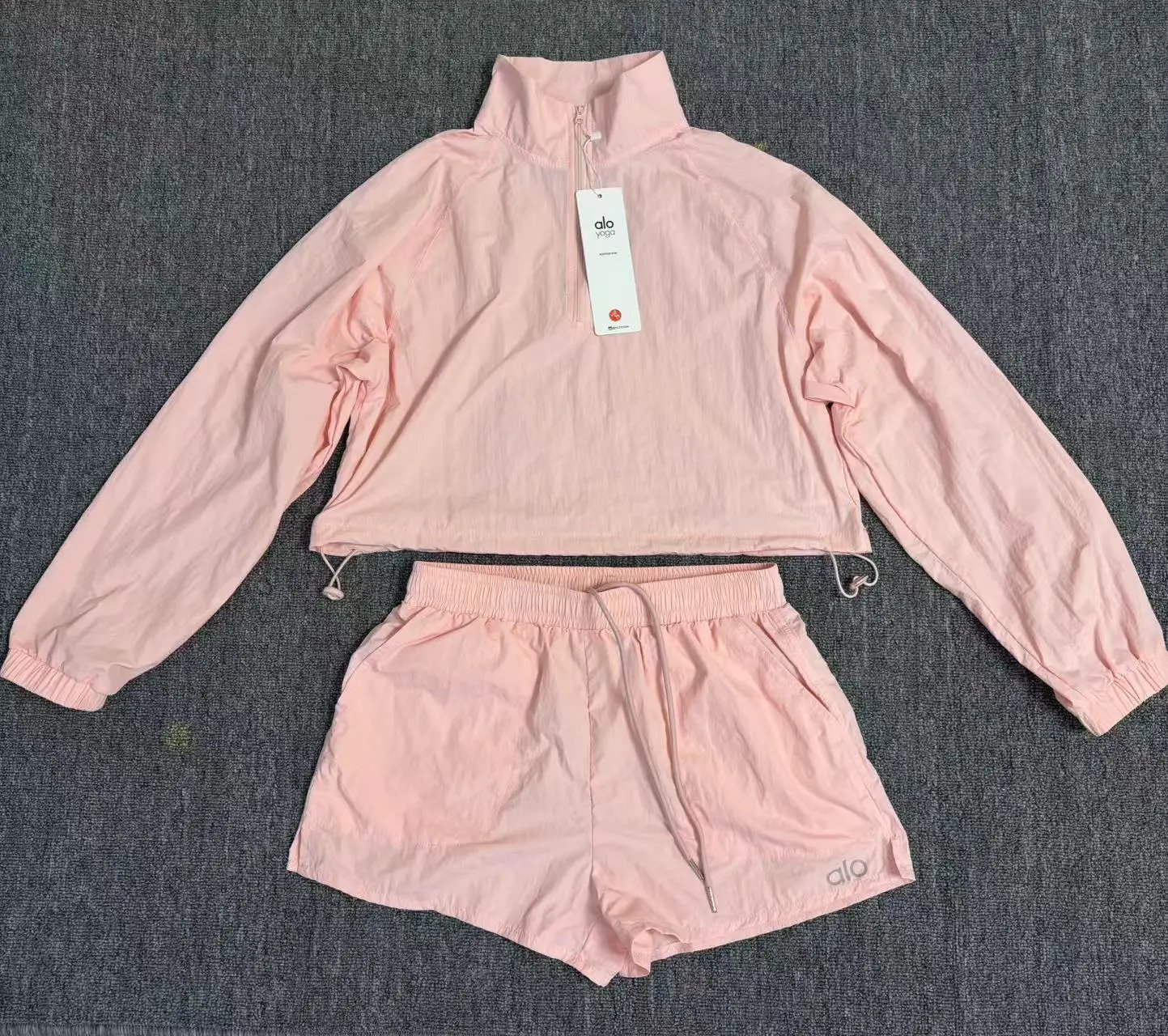 1/4 Zip Crop Athletic Top and Shorts Set photo 6