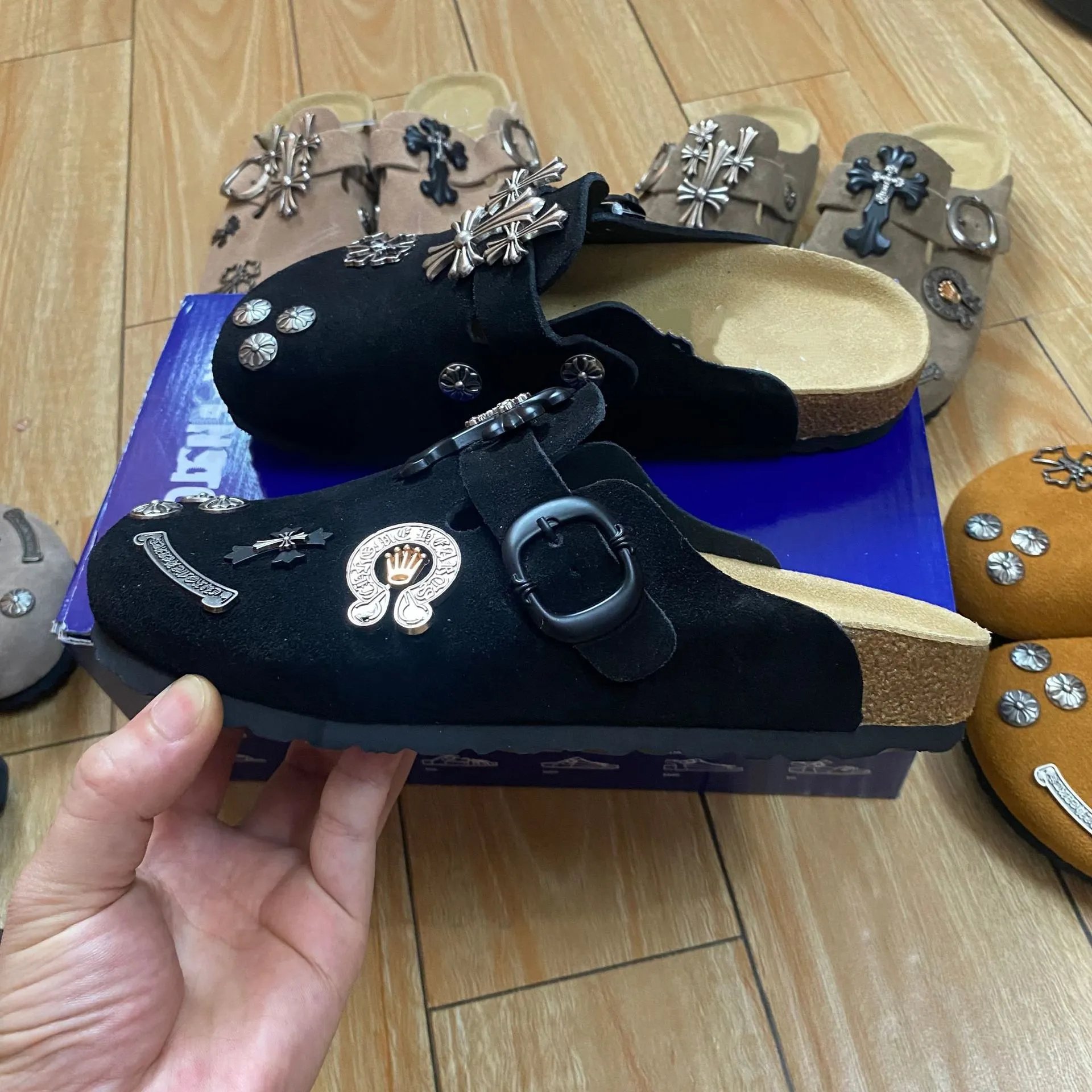 Cross Leather Slide Sandals photo 2