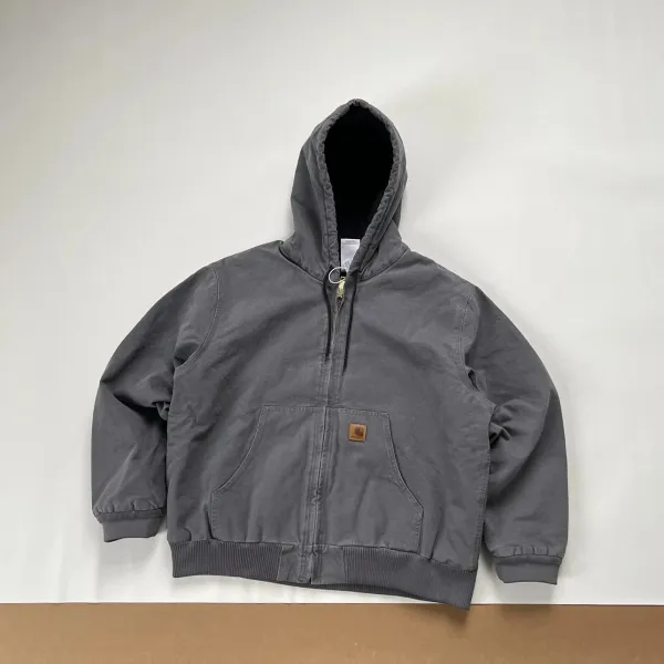 Carhartt WIP Active Jacket Charcoal Gray Hooded Workwear Jacket - 1