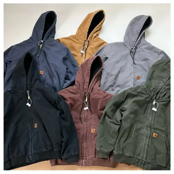 Carhartt WIP Active Jacket Charcoal Gray Hooded Workwear Jacket - 4