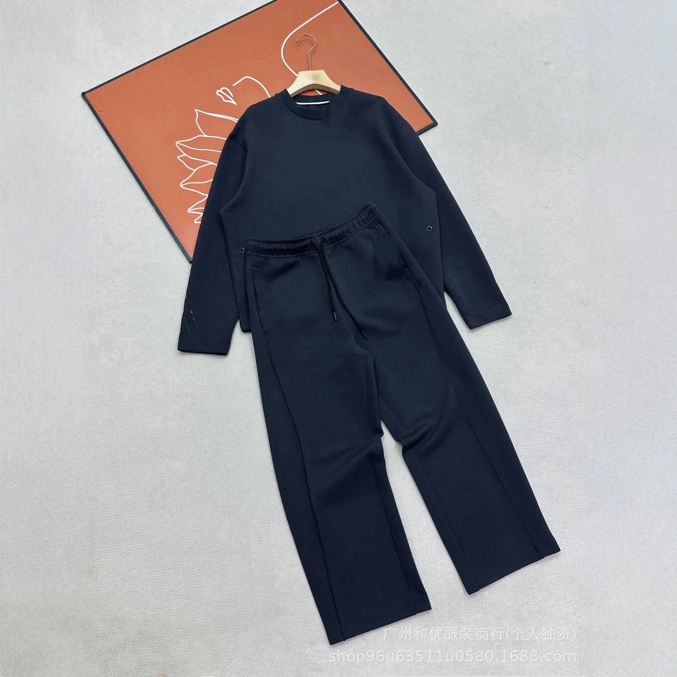 Knit Sports Casual Crewneck Sweatshirt and Sweatpants Set photo 2