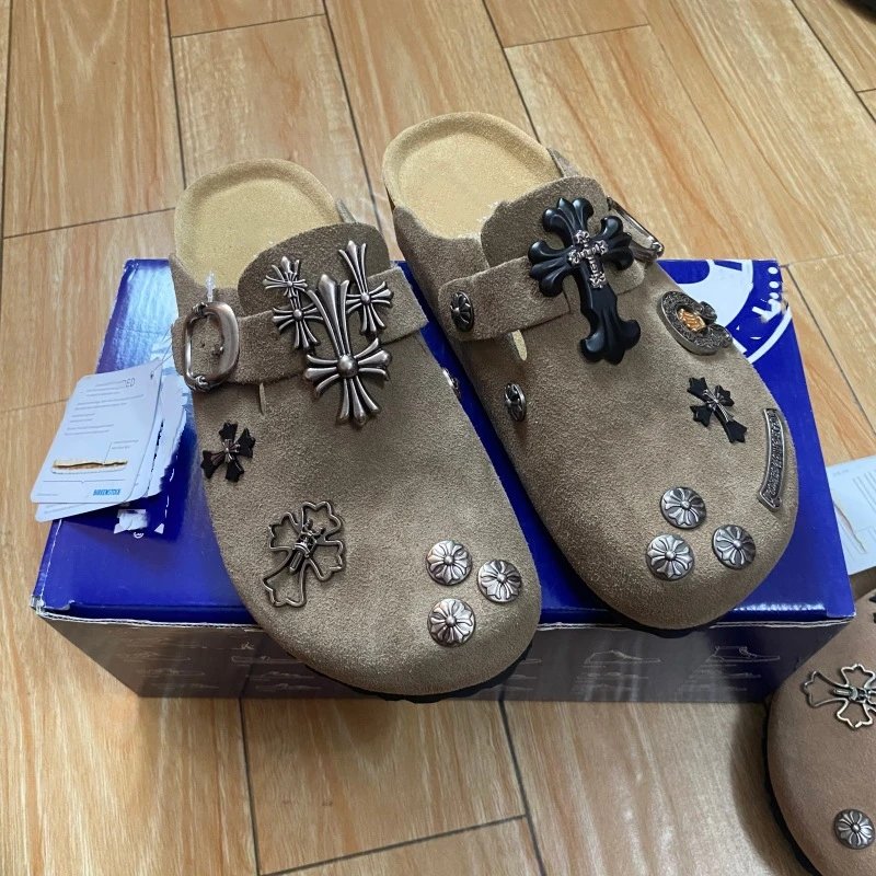 Cross Leather Slide Sandals photo 3