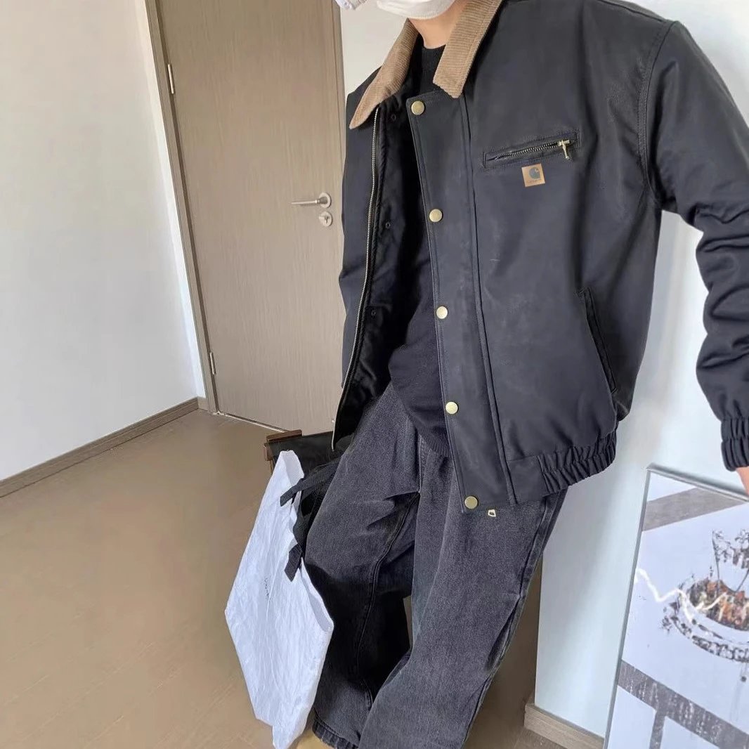 Vintage Corduroy PU Leather Work Jacket