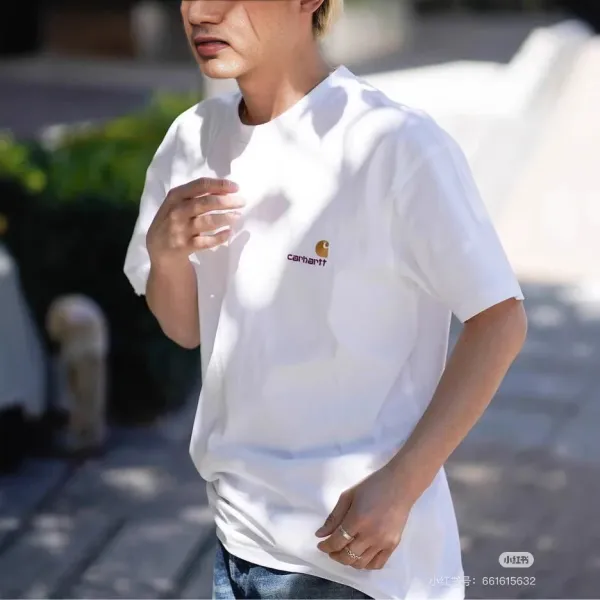 Carhartt Work In Progress Carhartt WIP Logo Embroidered White T-Shirt T-Shirts - 1