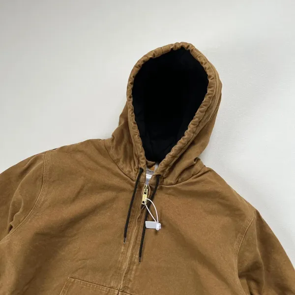 Carhartt WIP Active Jacket Charcoal Gray Hooded Workwear Jacket - 23