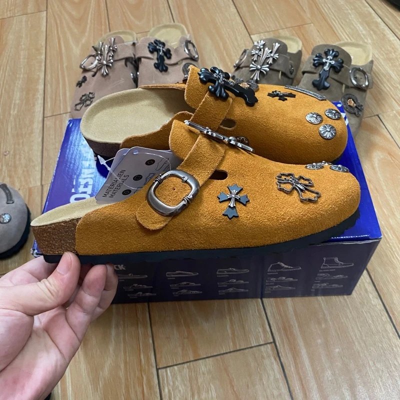 Cross Leather Slide Sandals photo 7