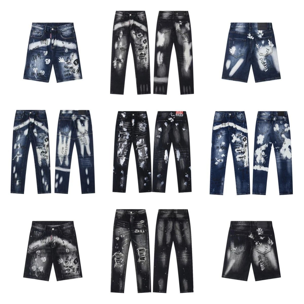 Ripped Slim Jeans with Ink Wash