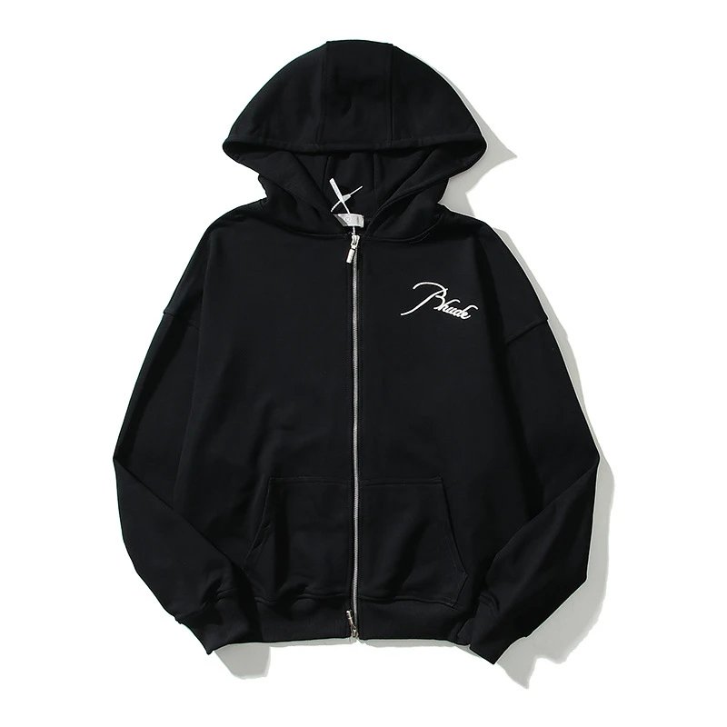 Letter Embroidery Hooded Zip Sweatshirt photo 6
