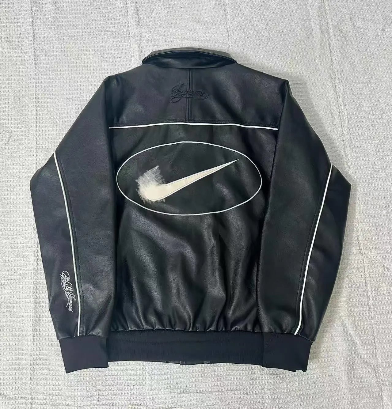 Collaboration PU Leather Jacket Vintage photo 8