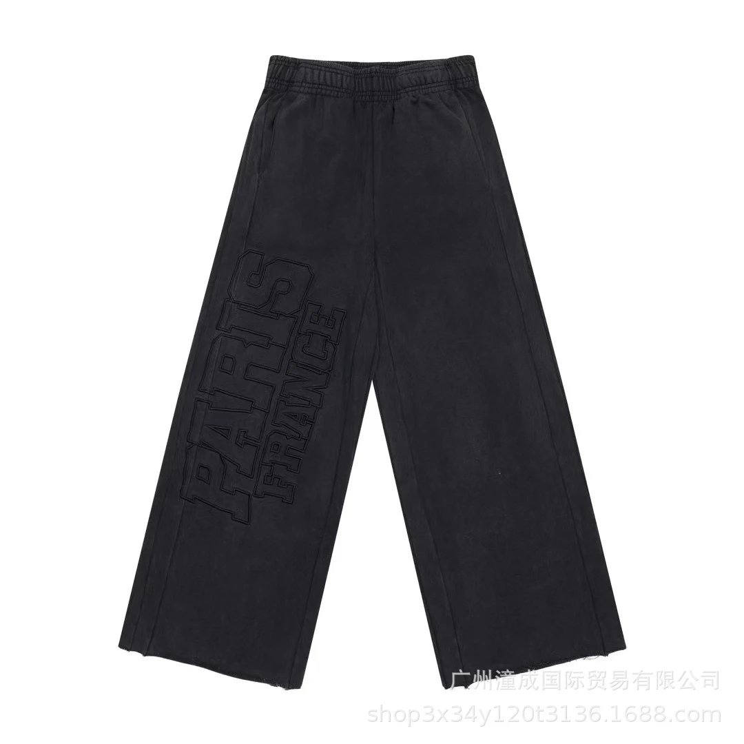 Logo Print Distressed Casual Pants photo 6