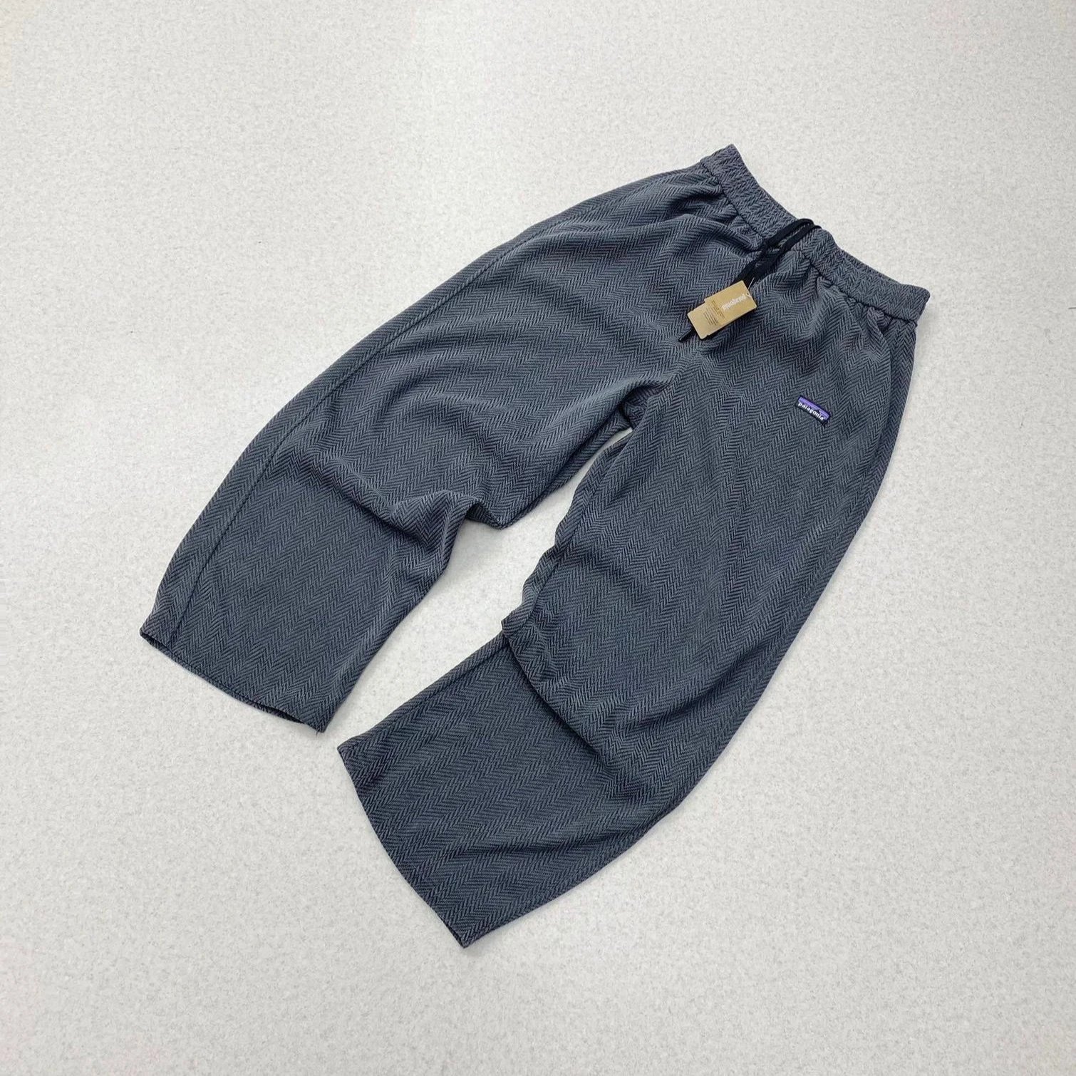 Herringbone Wool Blend Gray Relaxed Fit Trousers