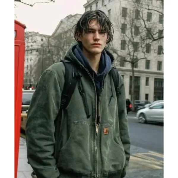 Carhartt WIP Active Jacket Charcoal Gray Hooded Workwear Jacket - 12