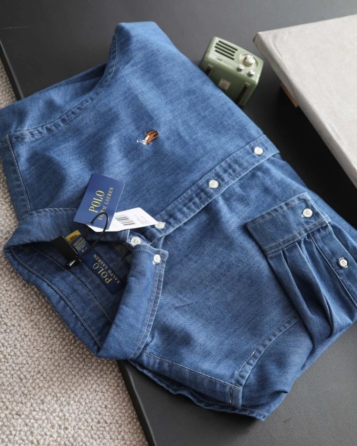 Washed Denim Embroidered Logo Shirt photo 5