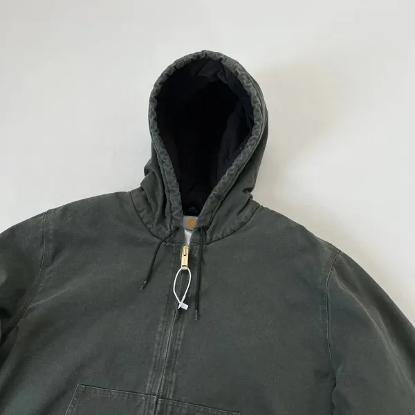 Carhartt WIP Active Jacket Charcoal Gray Hooded Workwear Jacket - 25