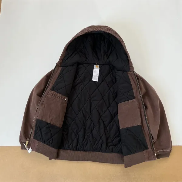 Carhartt WIP Active Jacket Charcoal Gray Hooded Workwear Jacket - 32