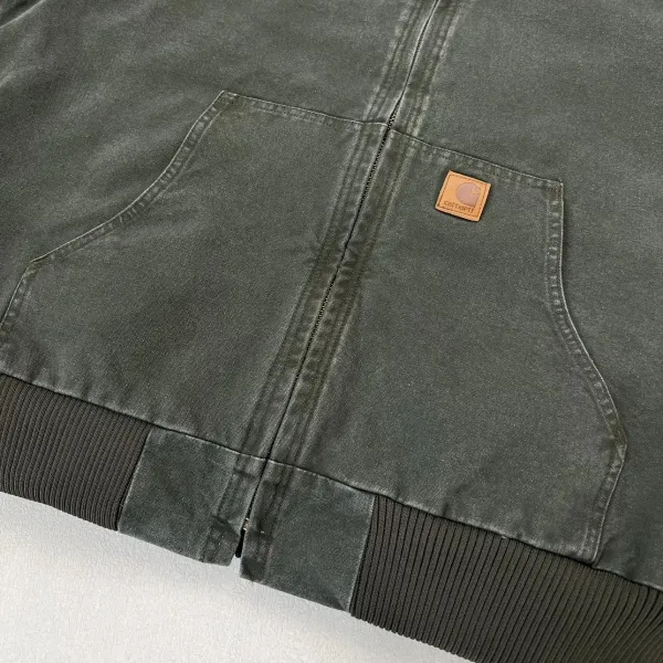 Carhartt WIP Active Jacket Charcoal Gray Hooded Workwear Jacket - 36