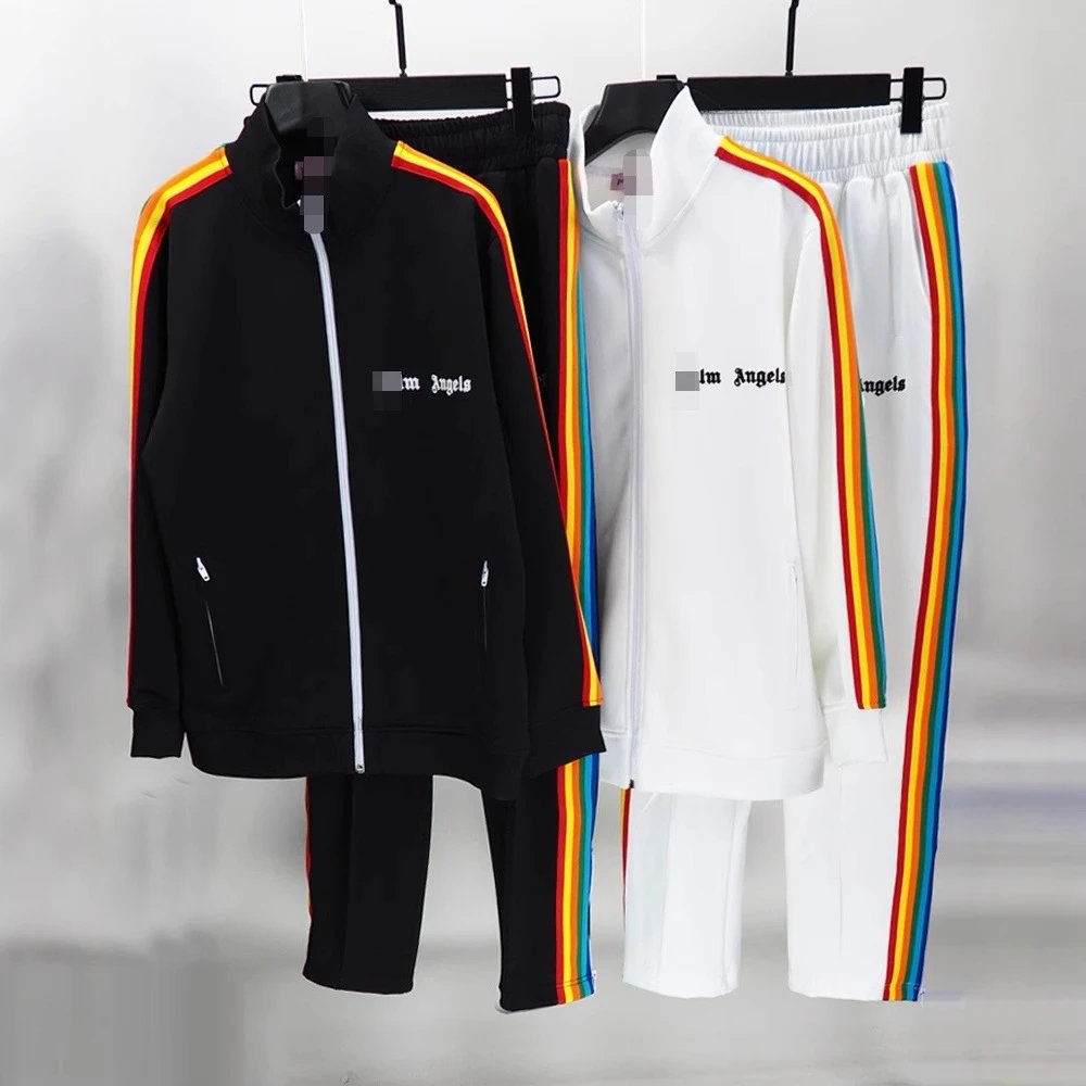 Striped rainbow track suit