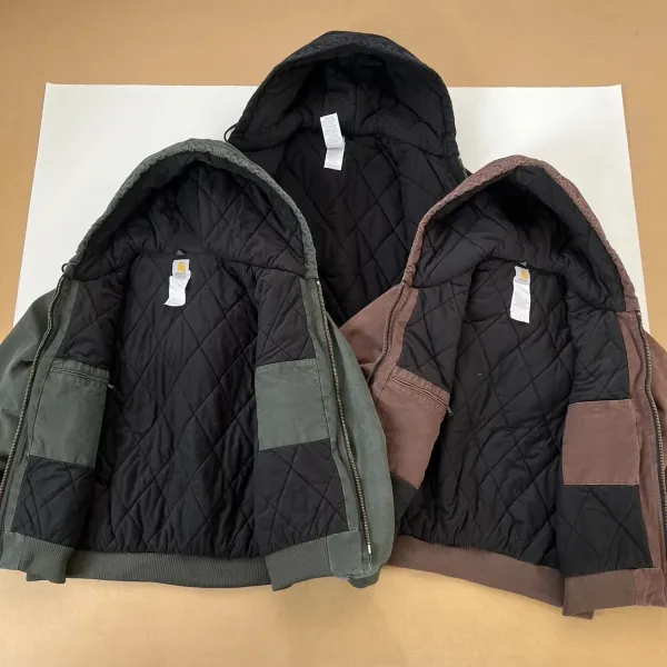 Carhartt WIP Active Jacket Charcoal Gray Hooded Workwear Jacket - 17
