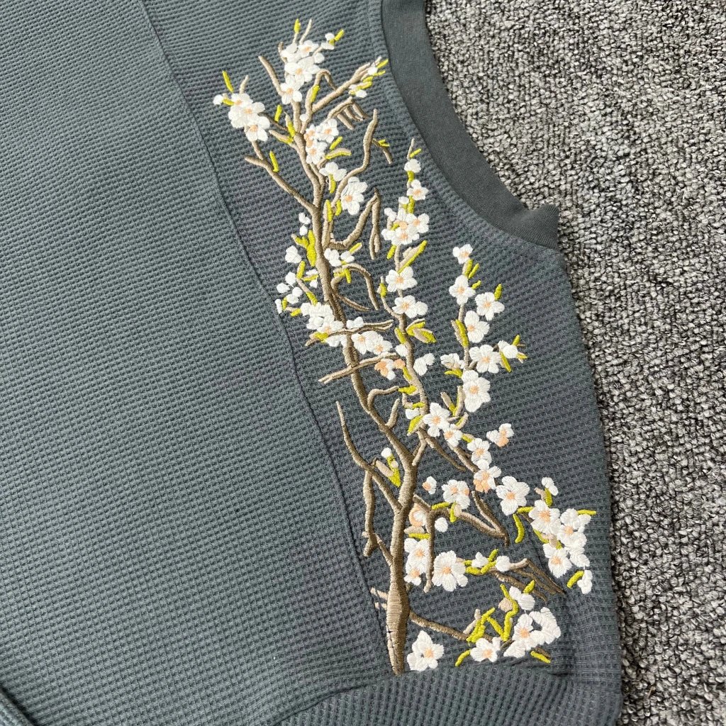 Design Floral-Embroidered Waffle Knit Long-Sleeve Base-Layer Top - 8