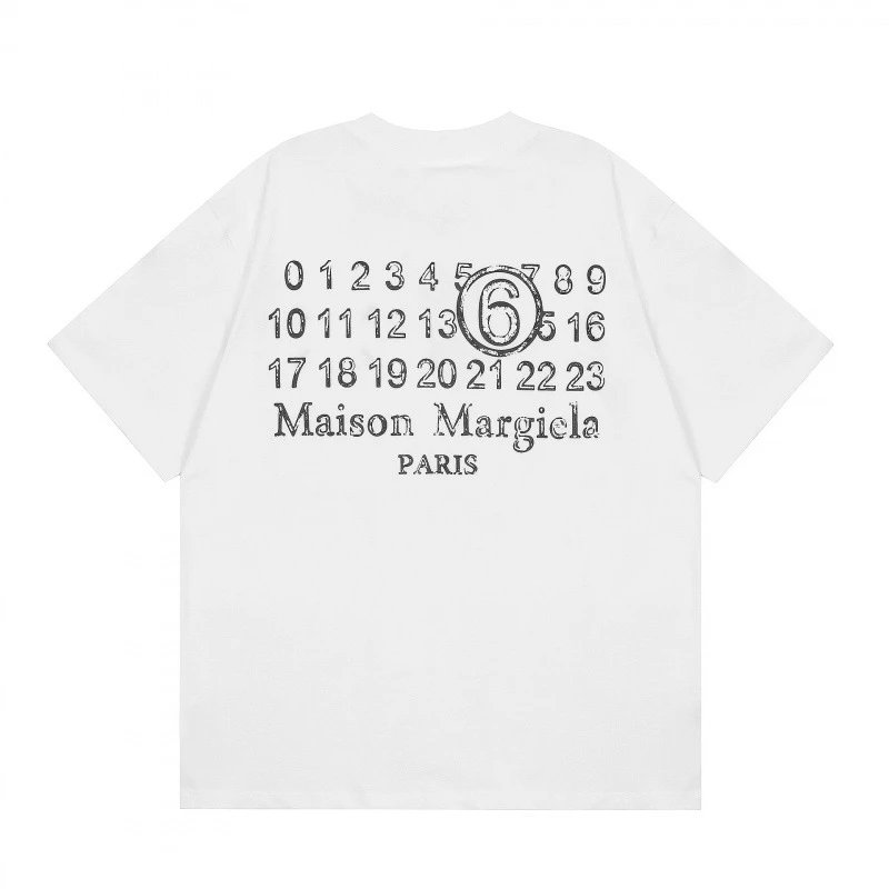 Maison Margiela Graphic Print Black White Grey Casual T-Shirt