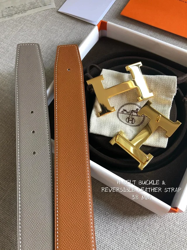 Hermès Belts 38 mm Reversible Leather H-Buckle Belt product detail image 35