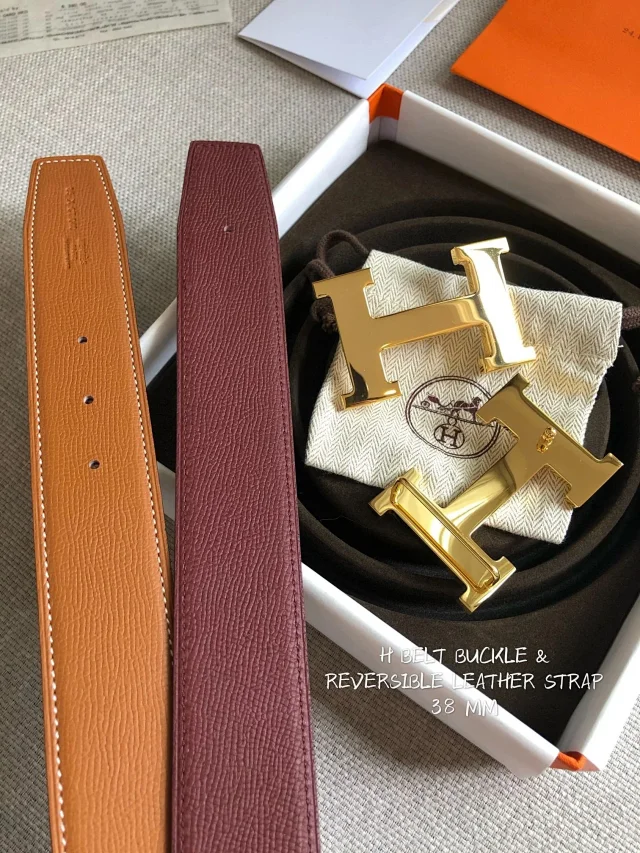 Hermès Belts 38 mm Reversible Leather H-Buckle Belt product detail image 44