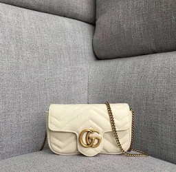 thumbnail for 【With full set of packaging】mini GG Nanomarmont wave love gucci small square bag leather women's bag shoulder cross-body bag