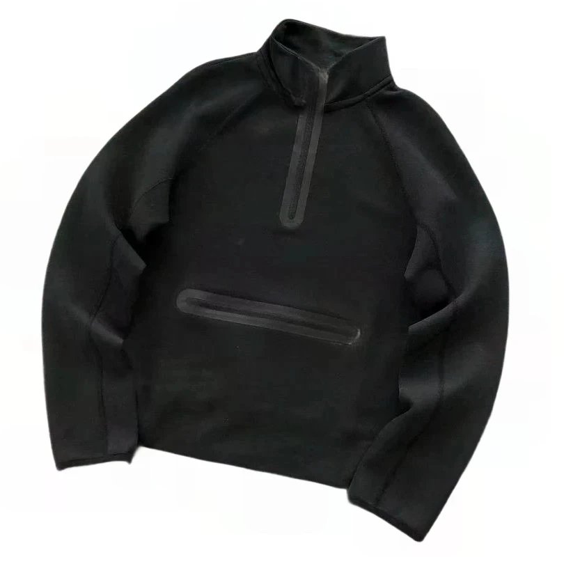 Small Grid Black Zipper Bib Top Set with Horizontal Black Zipper, Eight-Color Round Neck Sweatshirt Set 88051801