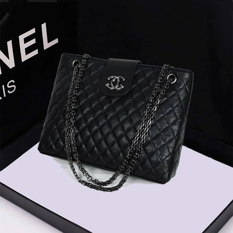 Chanel Classic Quilted Chain Shoulder Bag Black Handbag - 6
