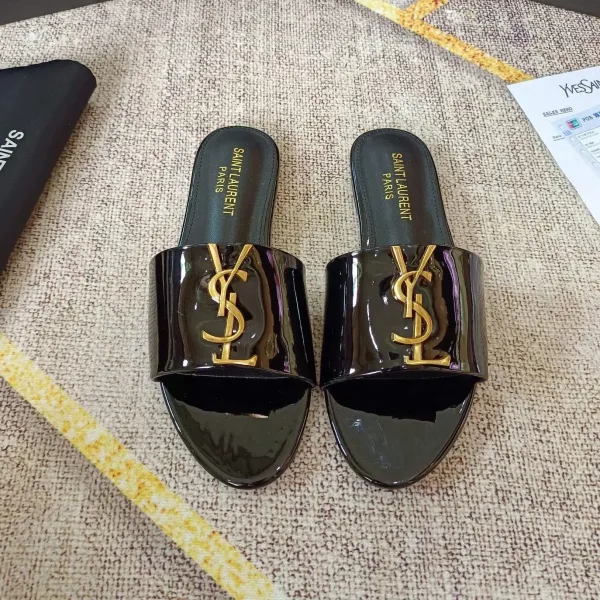 Saint Laurent Tribute Slide Tan Leather Slippers - 5