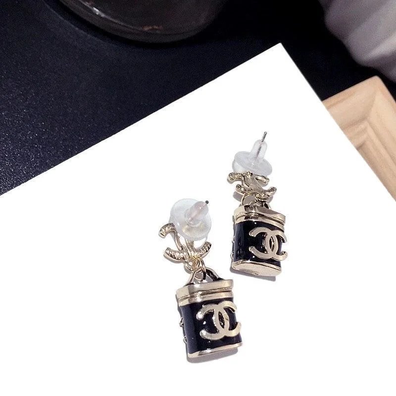 Chanel CC Logo Bucket Charm Earrings White Gold-Tone Jewelry - 4